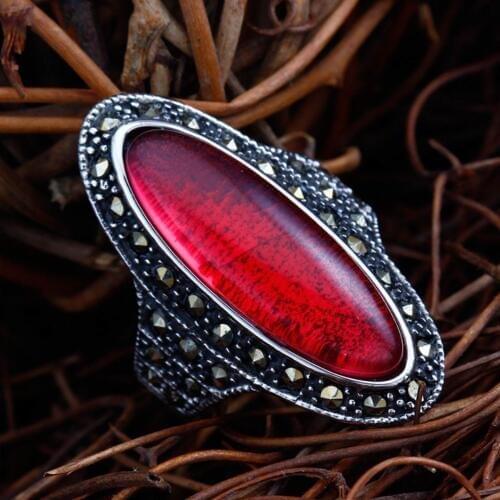 Hot sell new - free shipping Retro hollowed silver out natural Sapphires Rubys stone half jewel ring