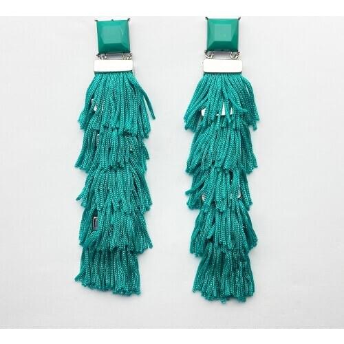 Fashion Drop Earring Unique Design Handmade Braided Thread Tassel With Square Stone Drop Earring Party Jewelry Gift Femme