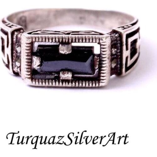 Handmade Mans Black Zircon Gemstone Ring, Mans 925 Silver Ring, Zircon Ring, Silver Handmade Ring