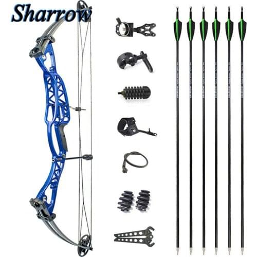 40-60lbs Compound Bow Set Adjustable Right Left Hand Archery Pulley Bow with SP500 Carbon Arrow for Hunting Shooting Training