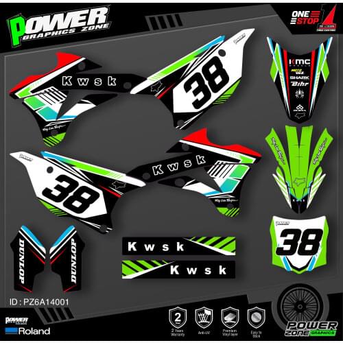 PowerZone Custom Team Graphics Decals Stickers Kit For Kawasaki Decal 2014 2015 2016 2017 2018 2019 KX85-100 006