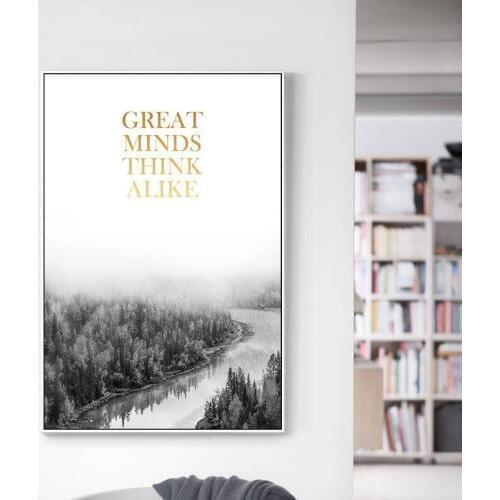 Nordic Style Forest Landscape Poster Canvas Print Motivational Quote Minimalist Wall Art Painting Picture for Living Room