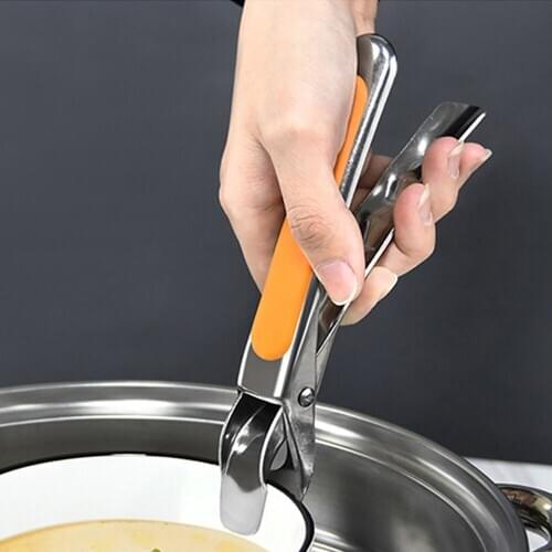 Stainless Steel Multifunctional Anti-Scalding Clip Silicone Non-Slip Hot Bowl Holder Dish Clamp Pot Pan Gripper Kitchen Tool