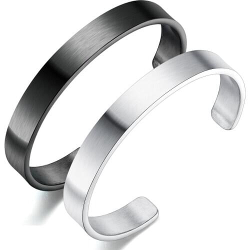 New Simple Fashion Smooth Cuff Bracelets & Bangles For Women Men Stainless Steel Bracelet Valentines Day Present