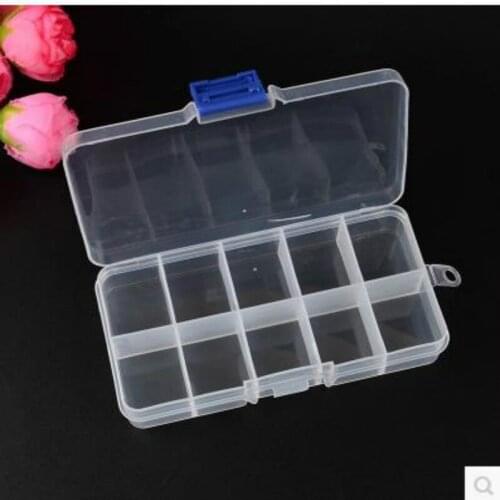10 Grids Compartments Plastic Transparent Organizer Jewel Bead Case Cover Container Storage Box for Jewelry Pill 10pcs/lot
