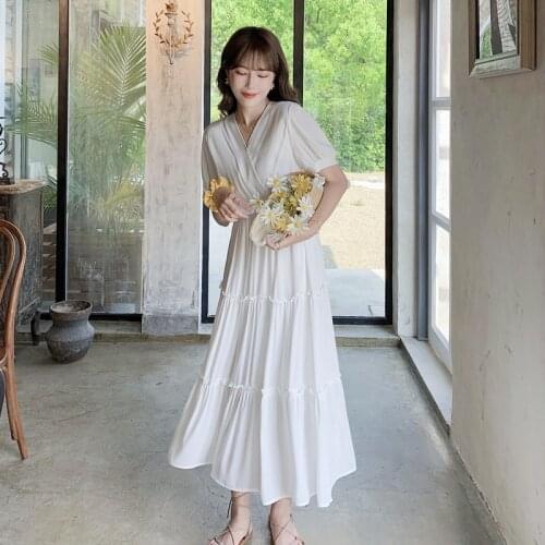 New French Platycodon Grandiflorum Dress Women Summer Large Swing Stitching Ruffles Elegant Fairy Floral Dress Women