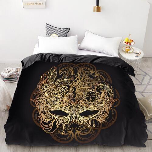 3D HD Digital Printing Custom Duvet Cover,Comforter/Quilt/Blanket case Queen King Bedding 220x240,Bedclothes Golden Mask