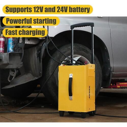 Autool New Car Charge 12V 24V Battery Jump Starter 400A Quick Charge 2 In 1 with Trolley LCD Display and Jumper Cables