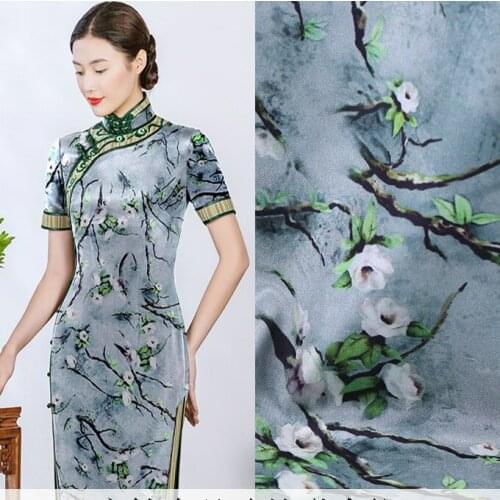 108cm silk stretch satin fabric meter digital printing silk fabric 19 mm cheongsam dress spandex fabric wholesale silk cloth