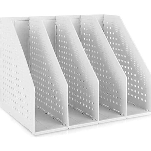 Foldable Magazine Rack Desktop 4 Compartments File Cabinet Storage Box Standing File Divider Storage Box
