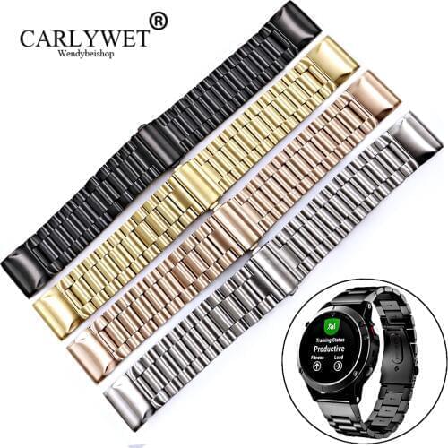 CARLYWET 20 22 26mm High Quality Easy Quick Install Replacement Solid Watch Bands Bracelets Straps For Garmin Fenix 3/5/5X/5S