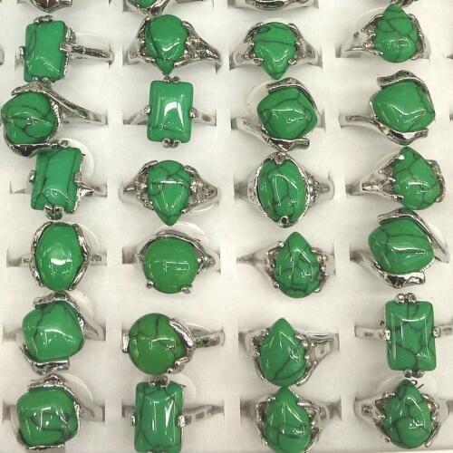 Mixed Size Green Color Grain Stone Rings Factory Price Rings Wholesale 50pcs/lot