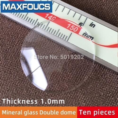 Table glass mineral glass Double dome thickness 1.0 mm diameter 20 mm to 39.5 mm Ten-piece