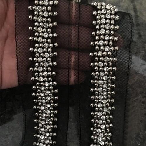Rhinestone Beaded Lace Trim Mesh Fabric Ribbon DIY Collar Sewing Garment Wedding Dress Headdress Materials Hair Accessories
