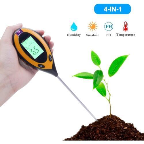 4 In 1 Soil Tester Digital PH Meter Soil Moisture Monitor Temperature Sunlight Tester For Gardening Plants Farming