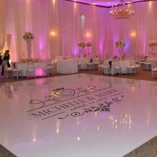 Vinyl Wedding Floor Decals Wedding Banquet Wall Sticker Dance Floor Vinyl Decal Custom Couple Names Floor Art Decoration AZ106
