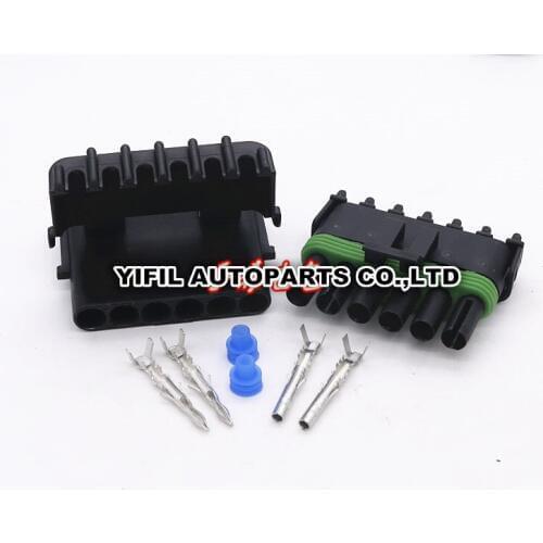 10Sets/lot 6 Pin/Way WeatherPak Waterproof Male and Female Plug Connector For Delphi 12015799 12010975