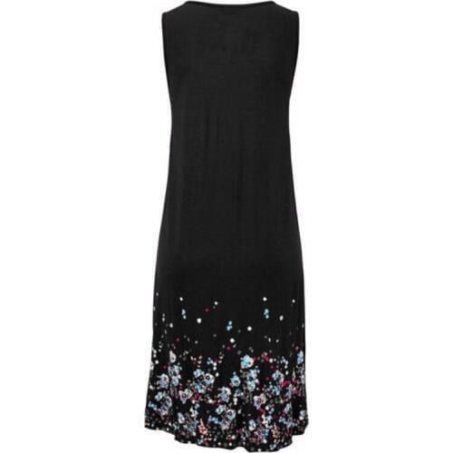 2019 Womens Sleeveless Loose Tops 2019 New Fashion Summer Flower Printed Long Blouse Casual Pleated Shirt femme