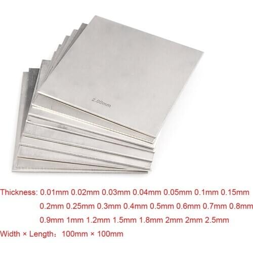 5/10pcs 100x100mm 304 Stainless Steel Square Plate Polished Plate Sheet Thickness 0.01 to 2.5mm