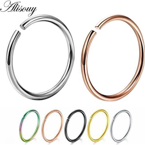 Alisouy 1PC 18G Captive Ring Surgical Steel Bead Circular Piercing Nose Ring Septum Nose Hoops Segment Rings Body Jewelry