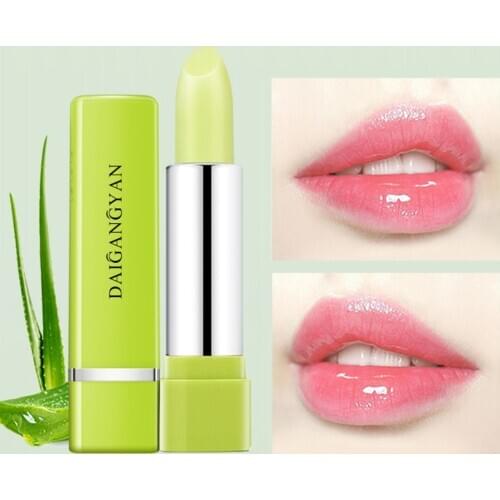 1Pcs Aloe Vera Color Changing Lipstick Moisturizing Hydrating Lip Balm Lasting Nourishing Repair Chapped Lips Makeup Cosmetic