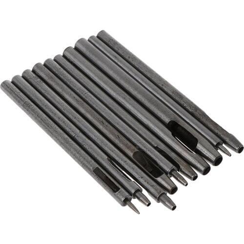 10Pcs Leather Hole Punch Cutter 0.5mm-5mm Leather Working Tools for Leather Watch Bands Belts Canvas Paper Plastics Round