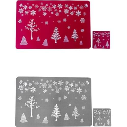 12PCS/Set Merry Christmas Placemat Christmas Coaster Dining Table Mats Christmas Table Decor Xmas Gifts