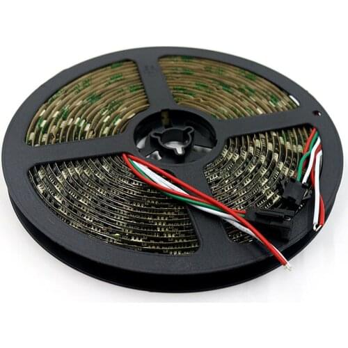 5M 48LEDs/m WS2811 5050 SMD RGB Pixel LED Strip Light 12V IP65 Waterproof Flexible Tape Addressable Black PCB Christmas TV Lamp