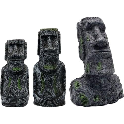 Aquarium Moai Sculpture Decor Resin Easter Island Statues Yard Lawn Garden Flowerpot Landscape Outdoor Ornaments