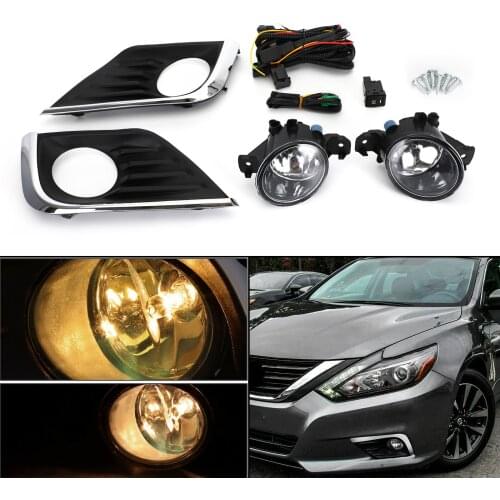 Artudatech Clear Lens Bumper Driving Fog Light Lamp W/Bezel+Switch For Nissan Altima 16-18 Car Accessories