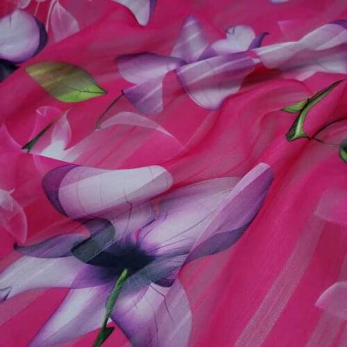 Shiny chiffon silky pearly stripe leopard print ombre fabric soft breathable craft DIY dress blouse fabric