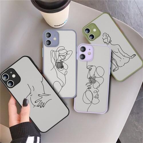 Artistic line Portrait Pattern Phone Case For iPhone 12 11 Pro Max X XR XS Max 7 8 Plus 12 SE 2020 Sexy Woman Transparent Cover