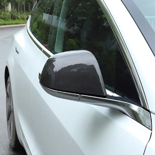 Suitable for Tesla model 3 accessories true carbon fiber rearview mirror shell protective cover scratch-resistant decoration