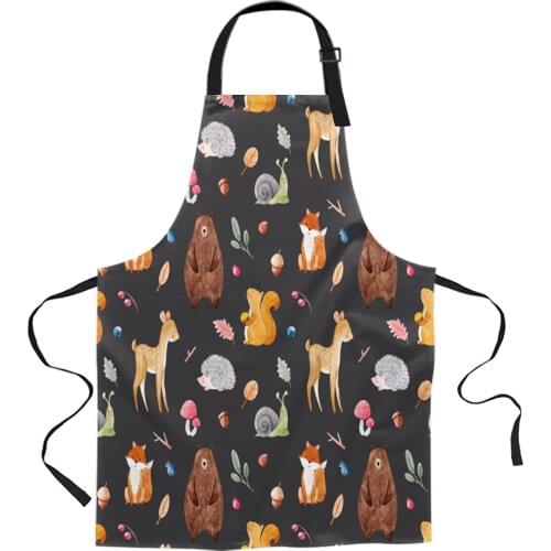 Bear Fox Squirrel Cartoon Forest Animal Aprons for Women Men Kid Cooking Baking Apron Kitchen Utility Equipment Accessories