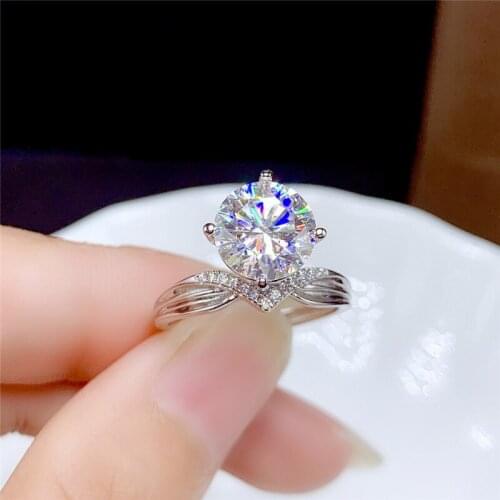 Inbeaut New Popular Pass Diamond Test Excellent Cut 2 ct D Color Crown Moissanite Wedding Ring Women 925 Silver Engagement Rings