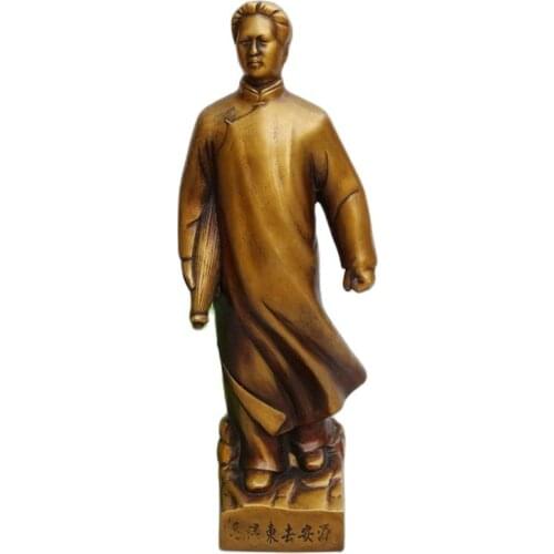Chinese Cultural Revolution Old Copper Statue Portrait of Chairman Mao