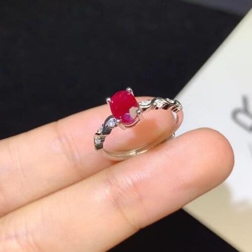 100% natural Africa ruby ring for office woman 5mm*7mm real ruby silver engagement ring 925 silver ruby jewelry