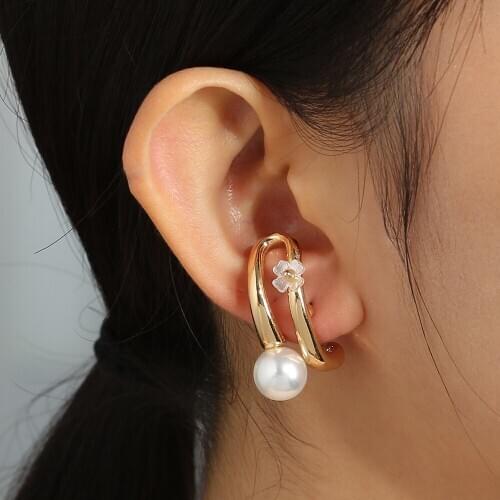 Korean Double Layers Pearl C Shaped Earrings For Women 2020 New Jewelry Wholesale