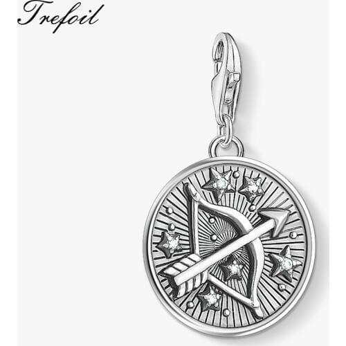 Zodiac Sign Sagittarius Charms Pendant,2019 Fashion Jewelry 925 Sterling Silver Bohemia Gift For Women Men Fit Bracelet Necklace