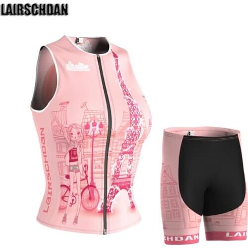 LairschDan 2022 Summer Women Pink Cycling Jersey Sleeveless Clothes Lady Bike Vest Set Road Bicycle Wear Chaleco Ciclismo Mujer