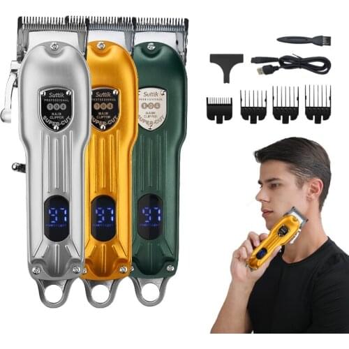 Hair Trimmer Men Gold Rechargeable Hair Clipper Professional Barber Shop Hair Cutting Machine Electric Cordless Outliner 10W