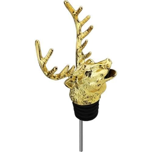 Metal Deer Head Shaped Wine Bottle Caps Wine Aerators Liquor Pourer for Pub Bar Restaurant Home Kitchen