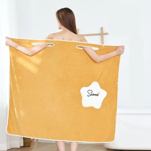 Fashion Lady Girls Wearable Fast Drying Magic Bath Towel Beach Spa Bathrobes Bath Robes Mini Dress with Bowknot Pocket