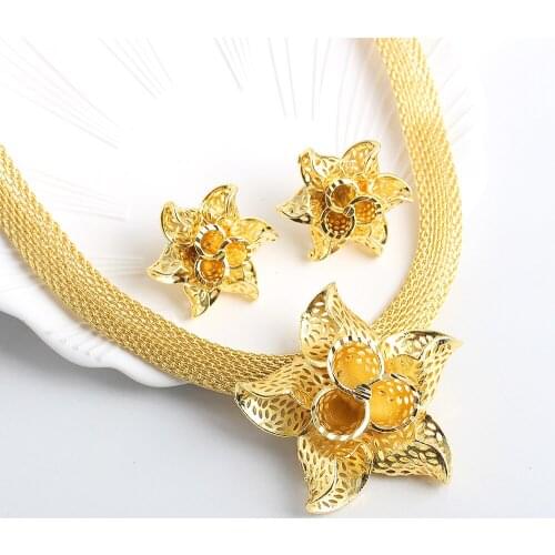 Fashion Jewelry Bohemia Jewelry Sets For Women Earrings Necklace Pendant Flower Jewelry For Engagement fashion Jewelry Findings