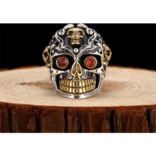 Sterling Silver Sugar Skull Rings For Men 26g Solid Handcrafted Silver 925 Chunky Mens Ring Gothic Thick Band Male Jewelry Gifts