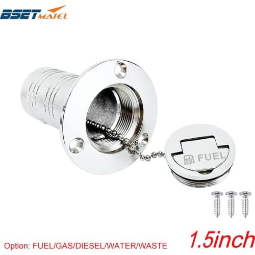 1.5" 38mm Deck Filler Fill FUEL GAS DIESEL WATER WASTE stainless steel 316 Keyless Cap boat Hardware accessories Socket yacht