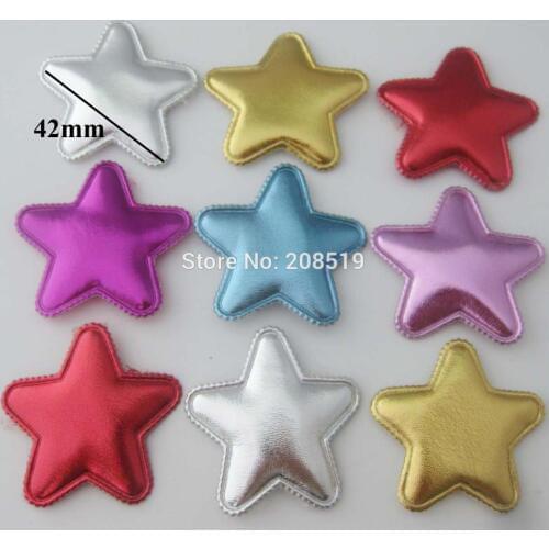 PANVWN Padded PU leather Star shape patches for hairclips 120pcs multicolors DIY clothes decoration