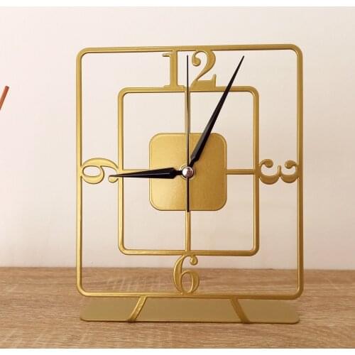 Table clock, Modern and Geometric Clock, Desktop Metal Clock, Table top clock, Captain Gold