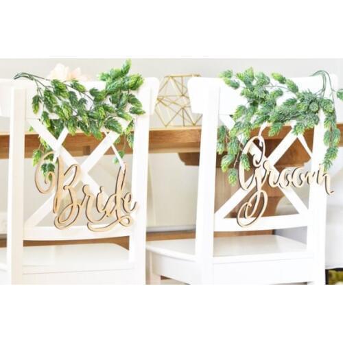 Personalize wedding wooden Bride and Groom Chair Signs, custom Mr and Mrs wooden chair signs- wooden chair signs