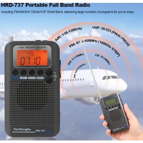 Portable Aviation Band Radio Off-road Hobby VHF Channel Reception Multi-function Full Band Radio FM AM SW Radio Receiver